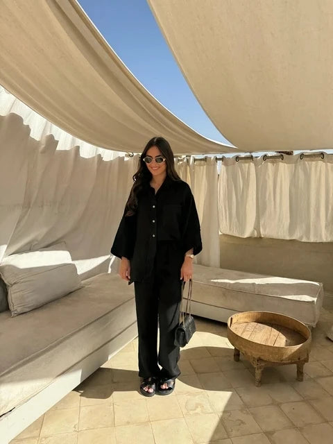 Women's Shirt & Wide Leg Pants Set